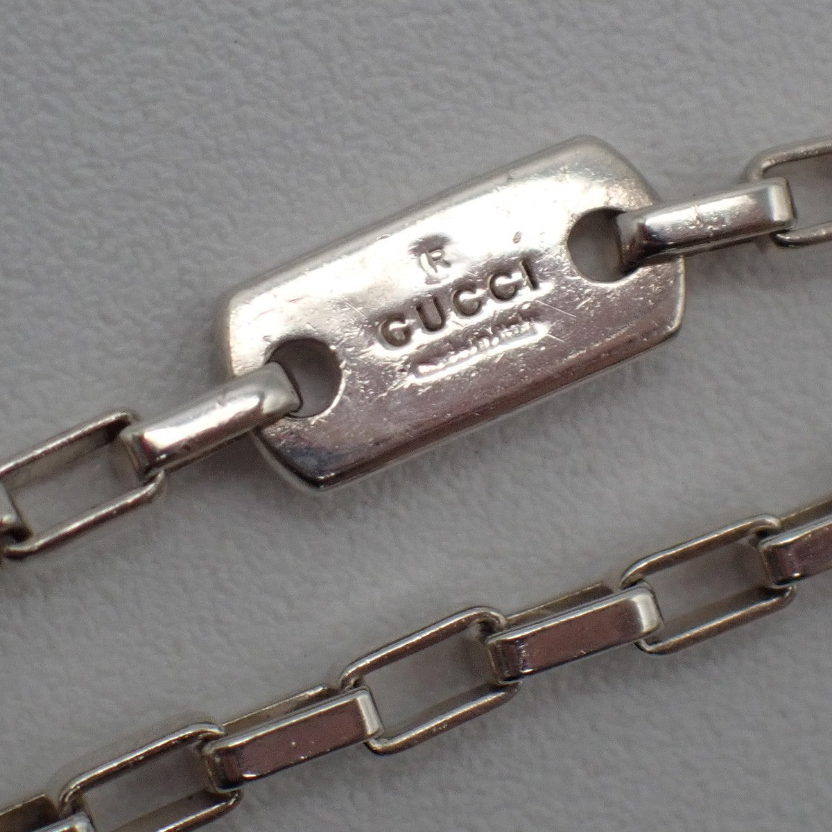 Gucci Logo Plate Sterling Silver Silver Silver Necklace Jewelry (Pre-Owned)