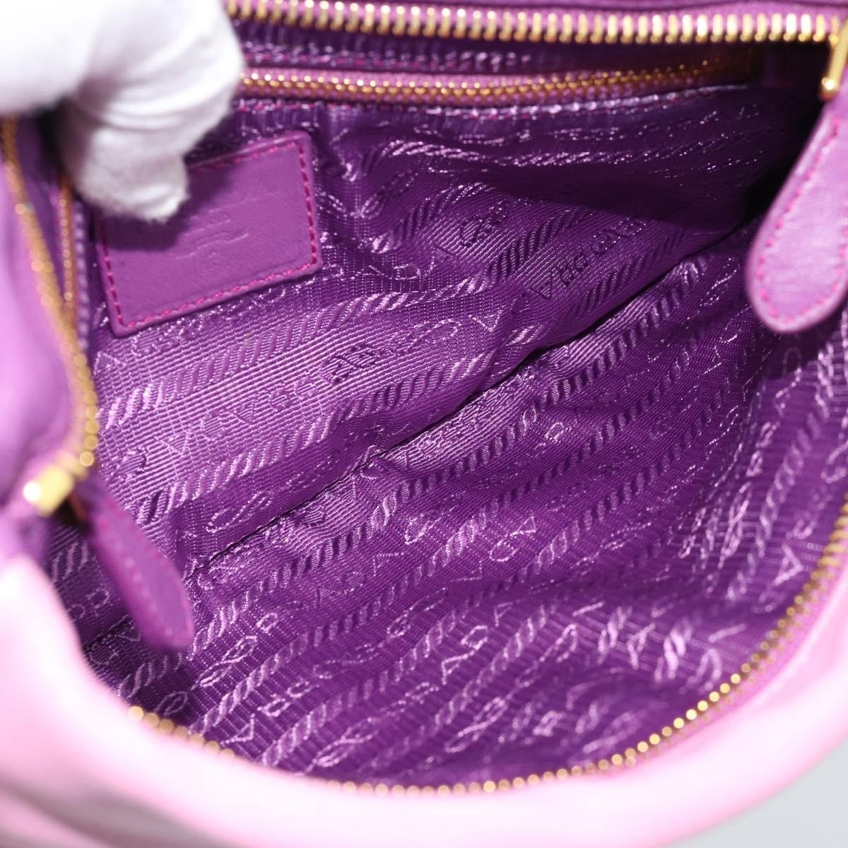 Prada Fold Over Chain Flap Soft Calf Purple Leather Handbag (Pre-Owned)