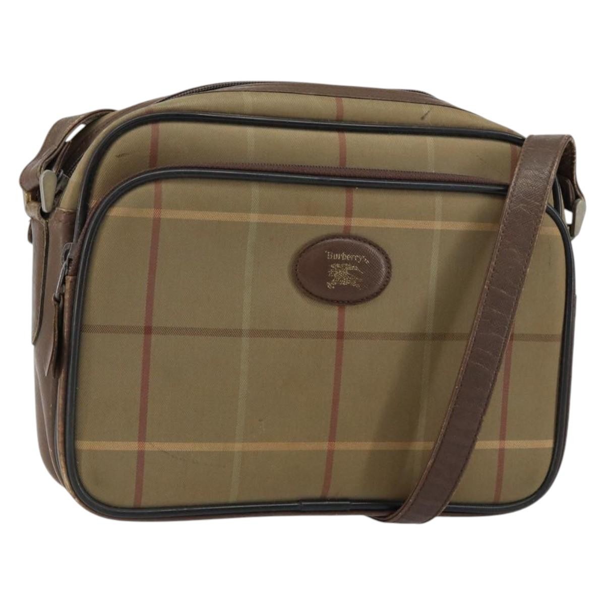 Burberry Nova Check Canvas Beige Canvas Shoulder Bag Bag (Pre-Owned)