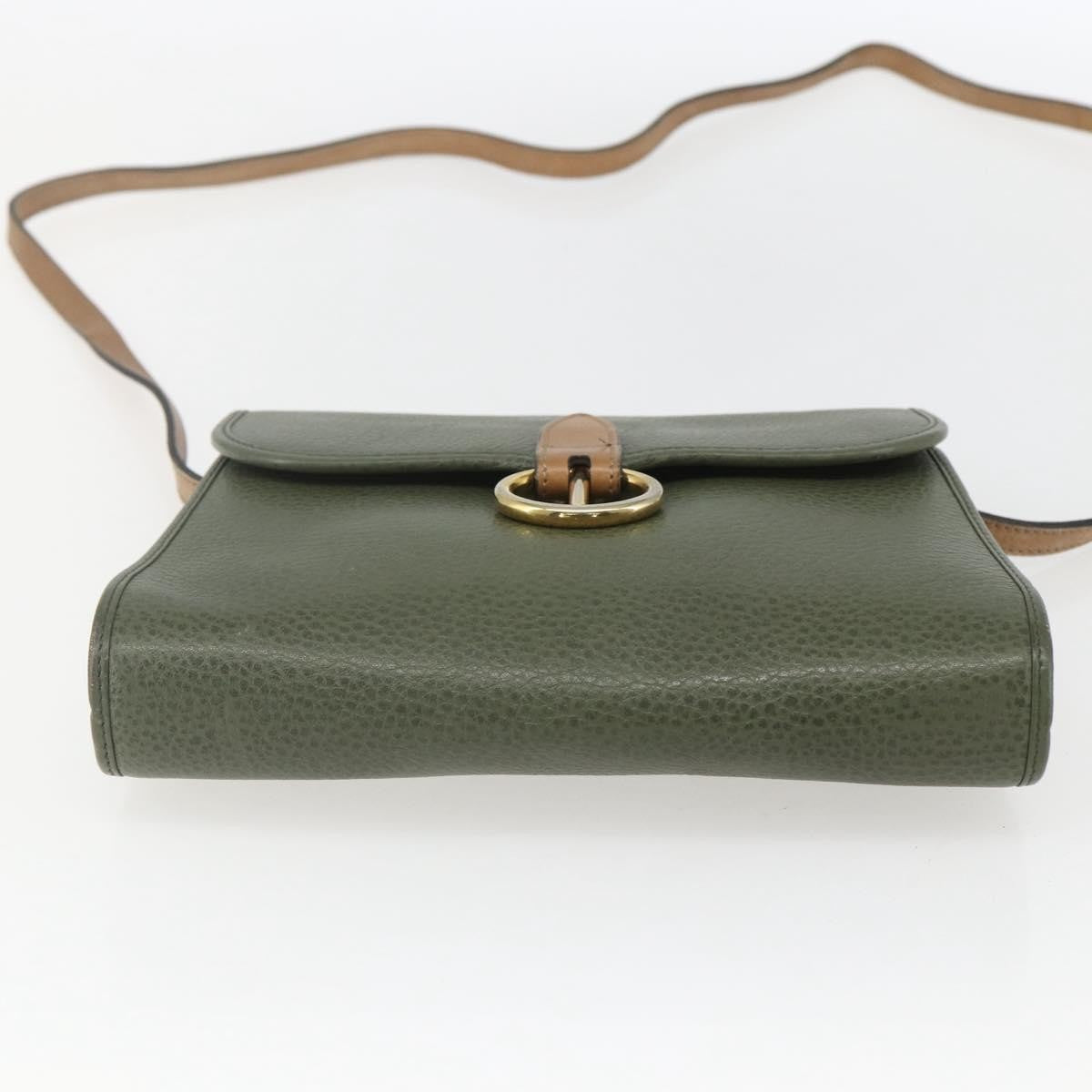 Christian Dior Vintage Leather Khaki Leather Shoulder Bag Bag (Pre-Owned)