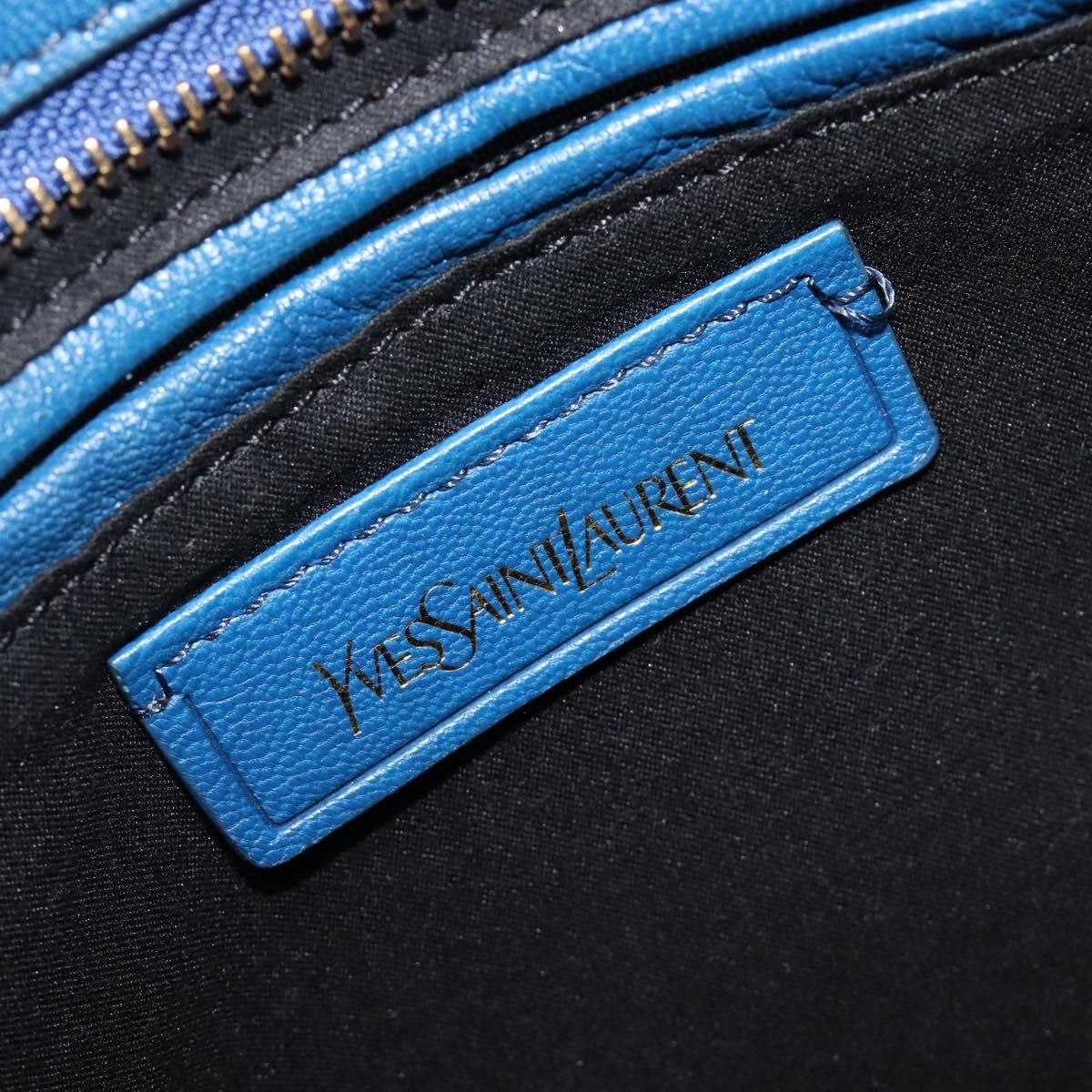 Saint Laurent Chyc Cabas Leather Blue Leather Tote Bag Bag (Pre-Owned)