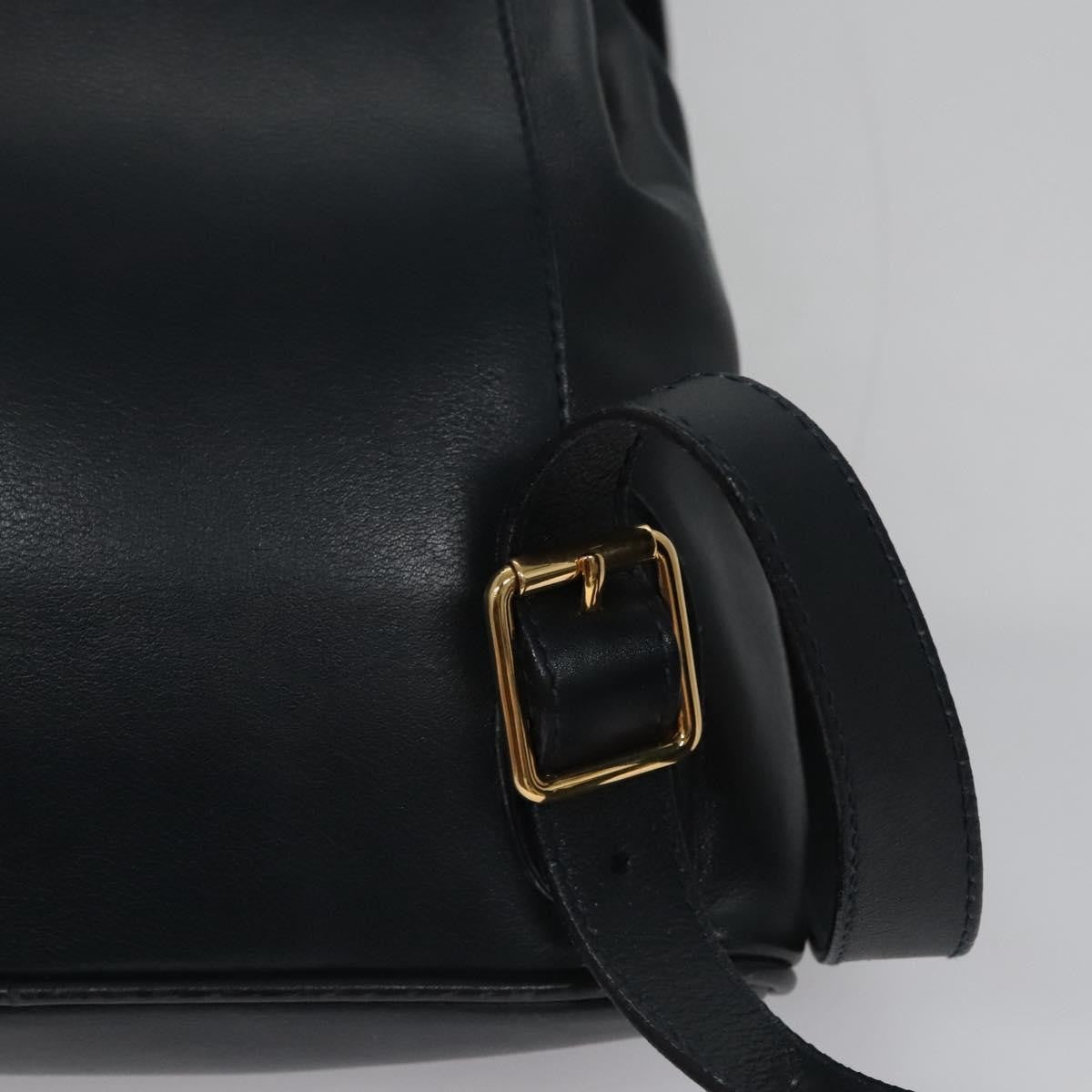 Gucci Vintage Bamboo Leather Black Leather Backpack Bag (Pre-Owned)