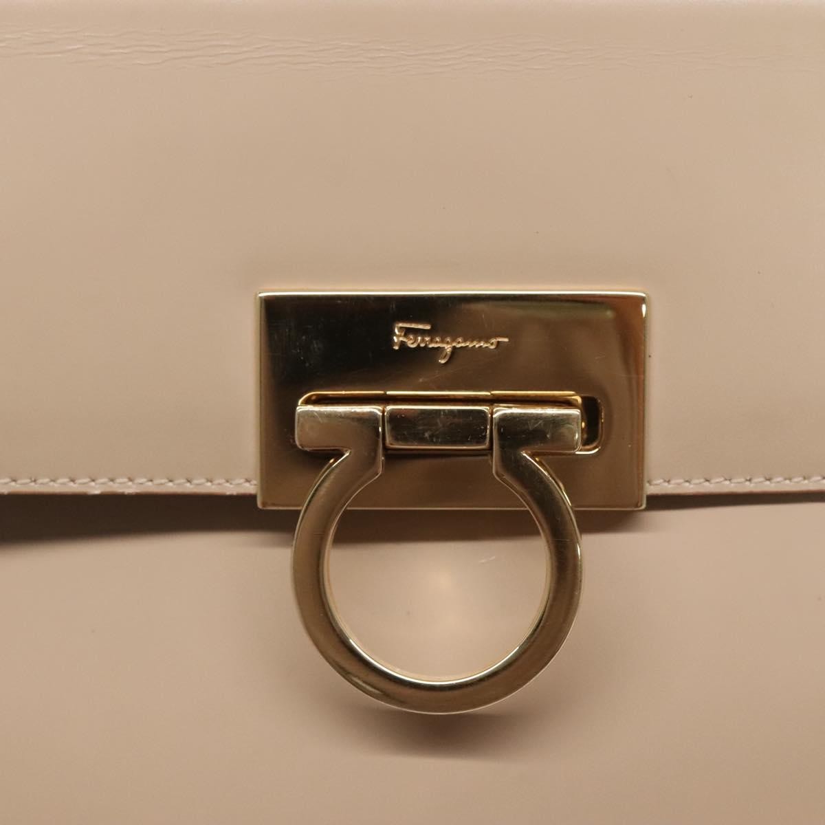 Salvatore Ferragamo Gancini Convertible Top Handle Leather Beige Leather Handbag (Pre-Owned)