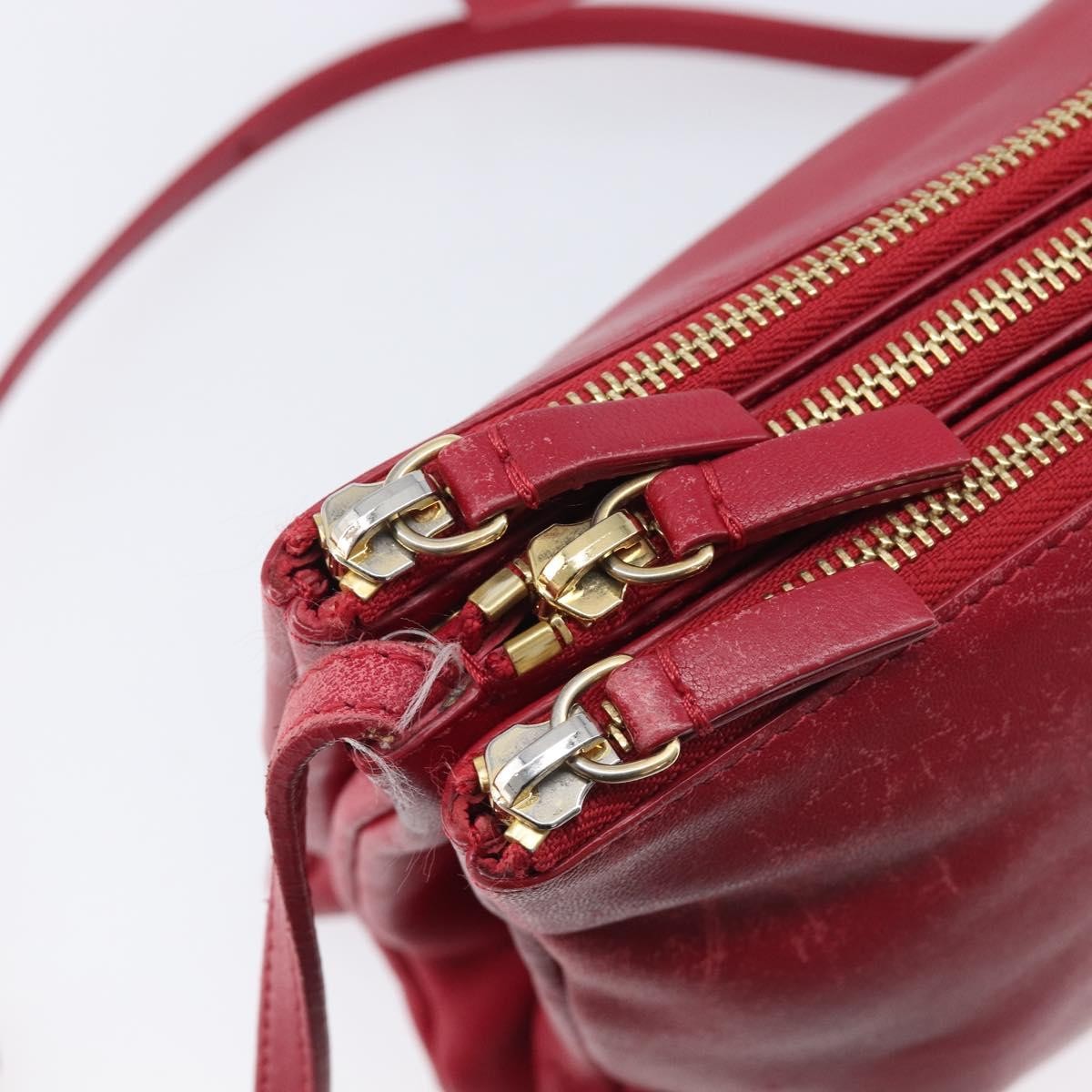 Celine Trio Leather Red Leather Crossbody Bag Bag (Pre-Owned)