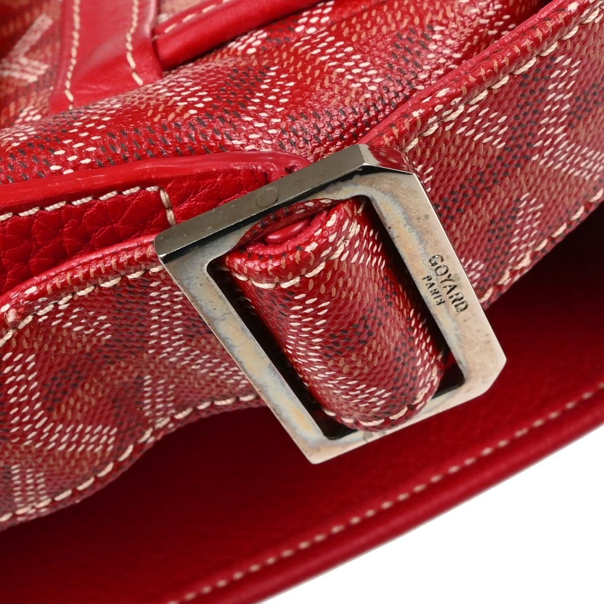 Goyard Grand Bleu Messenger Coated Canvas Red Canvas Handbag (Pre-Owned)