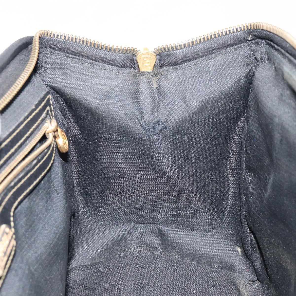 Fendi Vintage Pequin Boston Coated Canvas Black Canvas Bag (Pre-Owned)