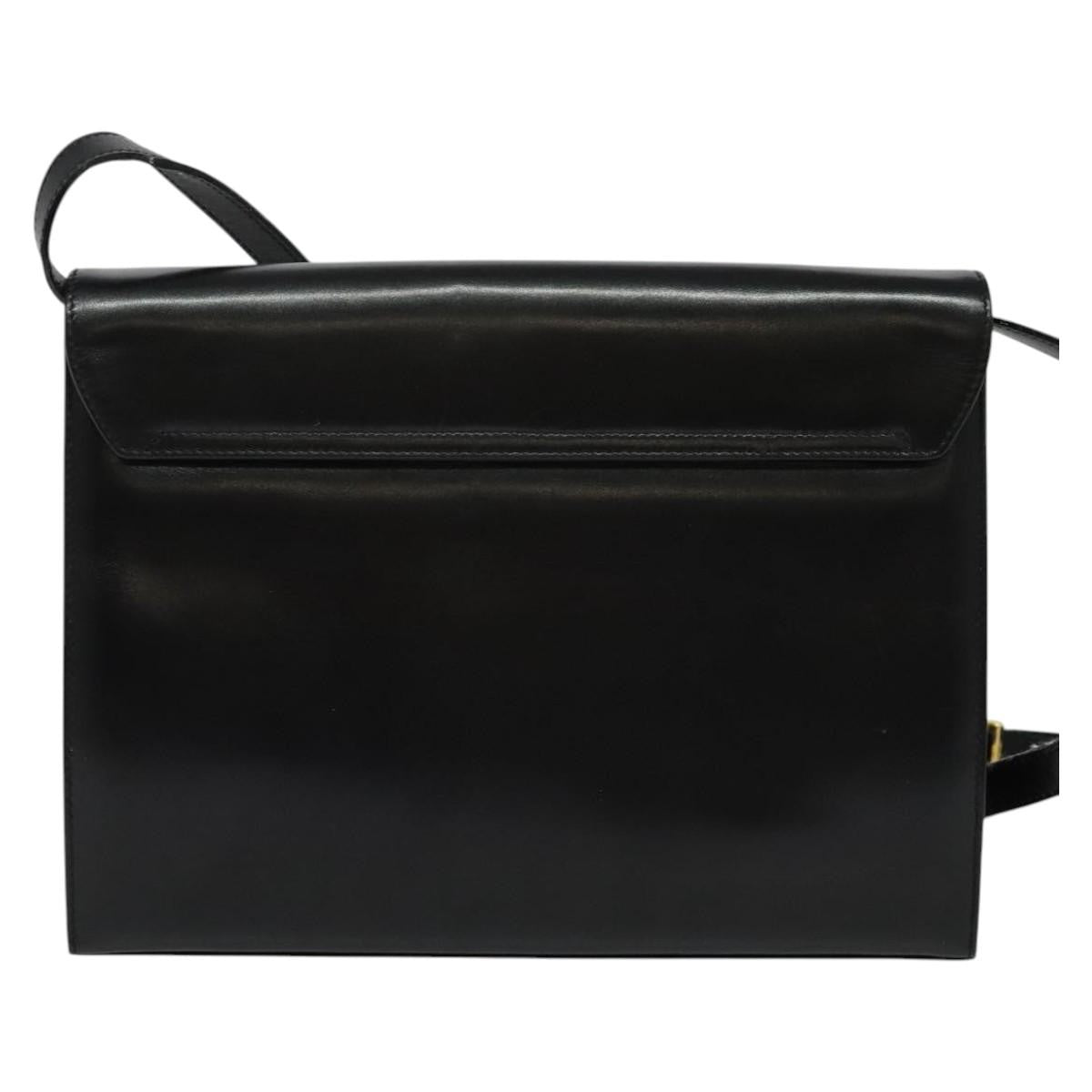 Salvatore Ferragamo Gancini Leather Black Leather Shoulder Bag Bag (Pre-Owned)