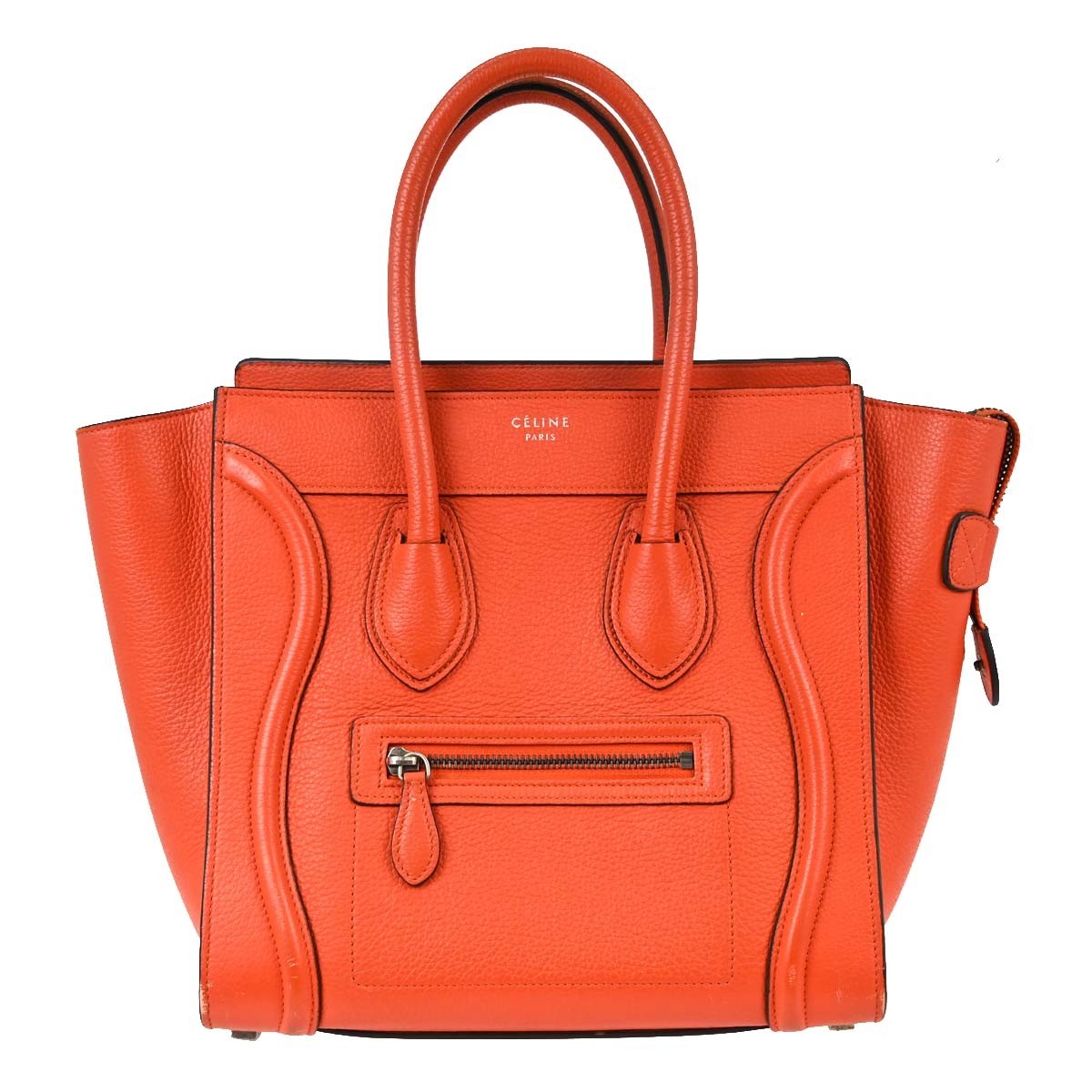 Celine Luggage Grainy Leather Red Leather Handbag (Pre-Owned)