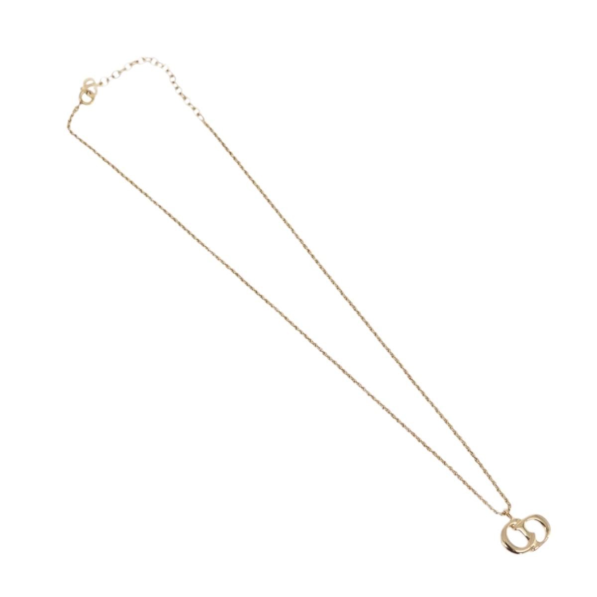 Christian Dior Logo Pendant Metal Gold Metal Necklace Jewelry (Pre-Owned)