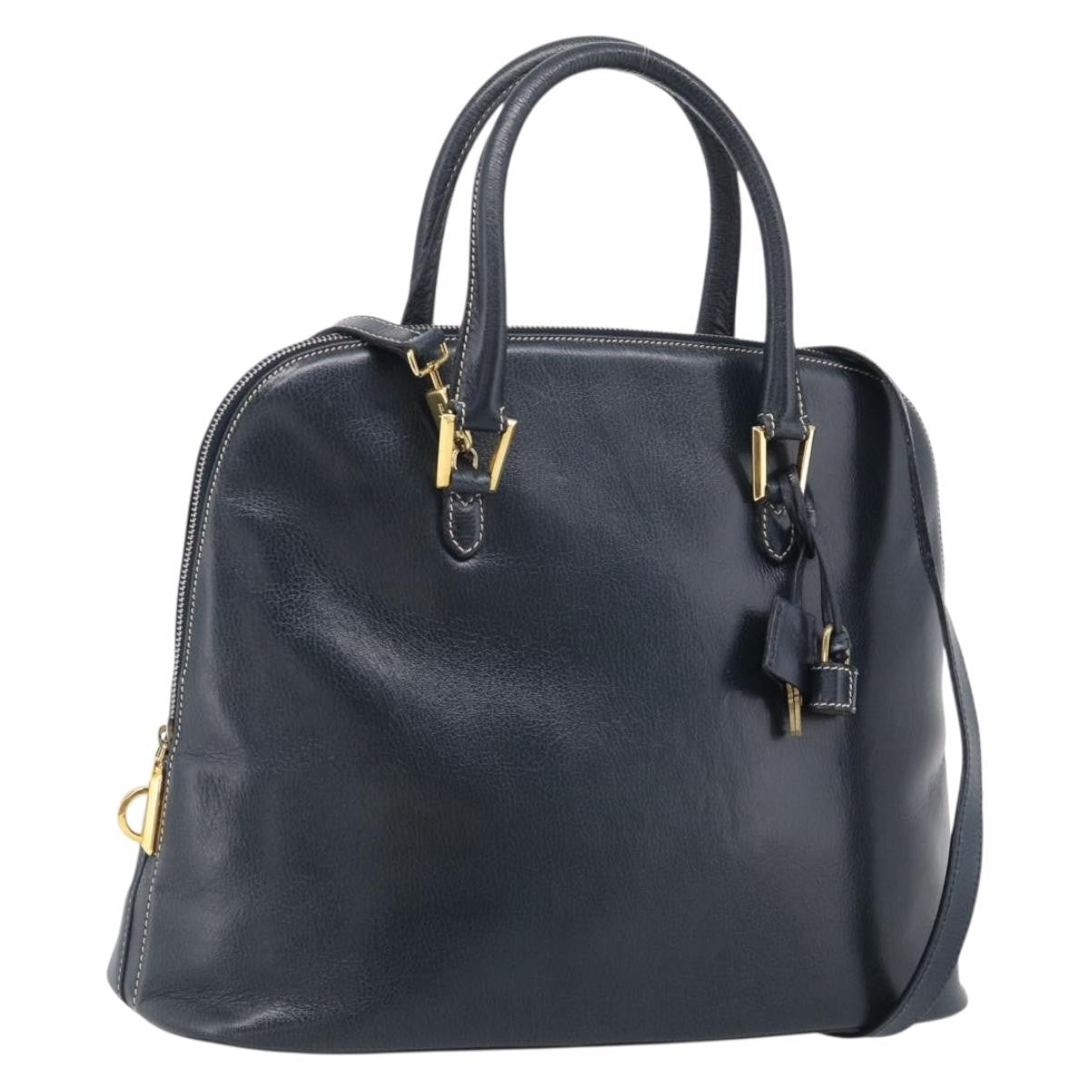 Salvatore Ferragamo Top Handle Leather Navy Leather Crossbody Bag Bag (Pre-Owned)