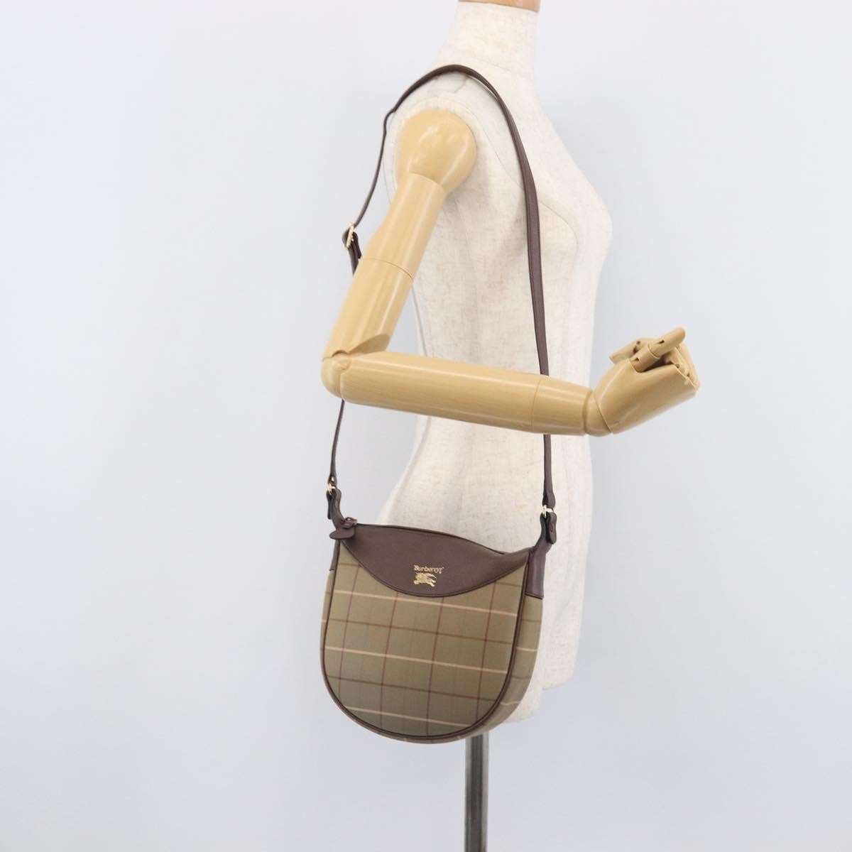 Burberry Nova Check Shoulder Bag Canvas Brown Canvas Shoulder Bag Bag (Pre-Owned)