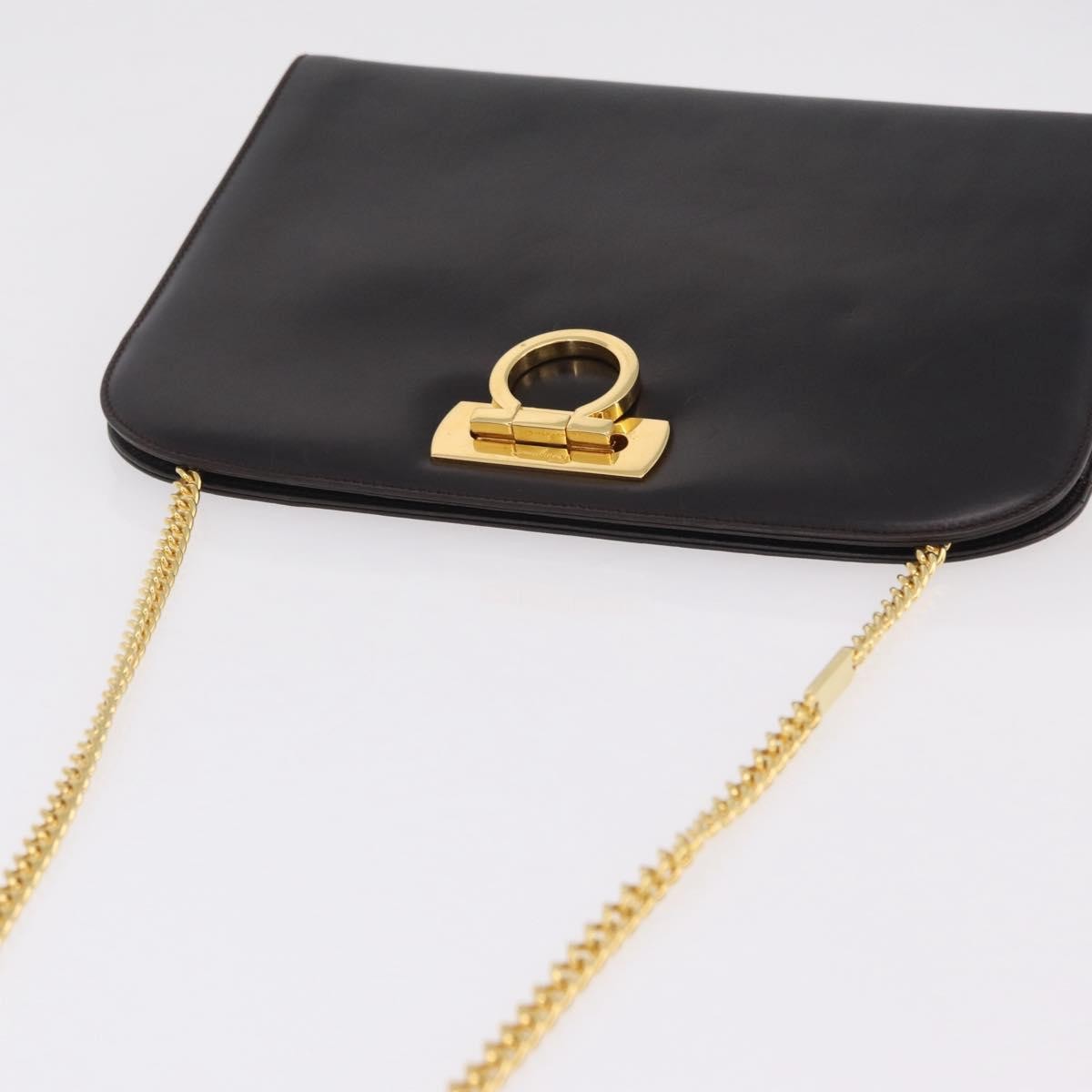 Salvatore Ferragamo Vintage Gancini Chain Leather Brown Leather Shoulder Bag Bag (Pre-Owned)