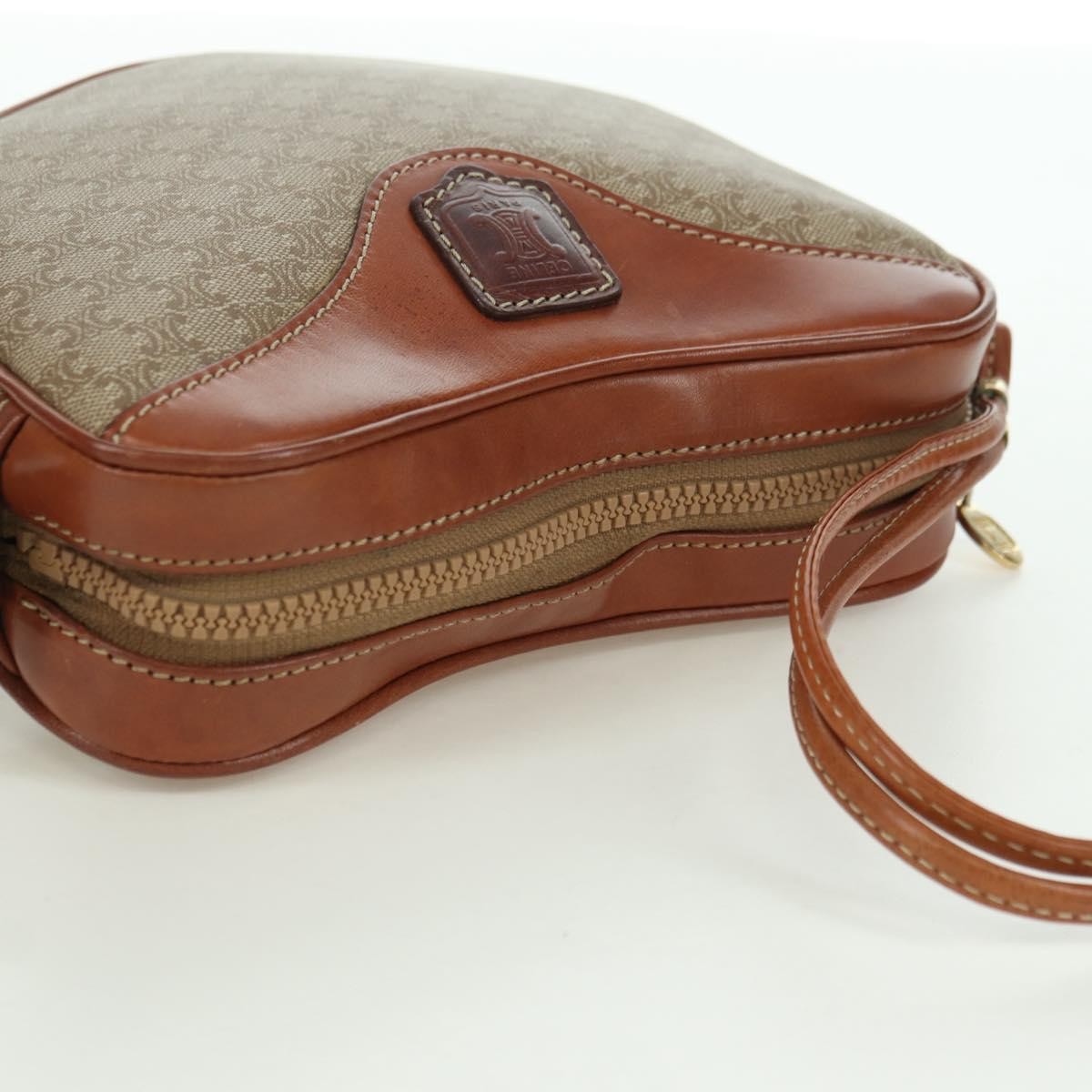 Celine Vintage Macadam Canvas And Leather Beige Canvas Shoulder Bag Bag (Pre-Owned)