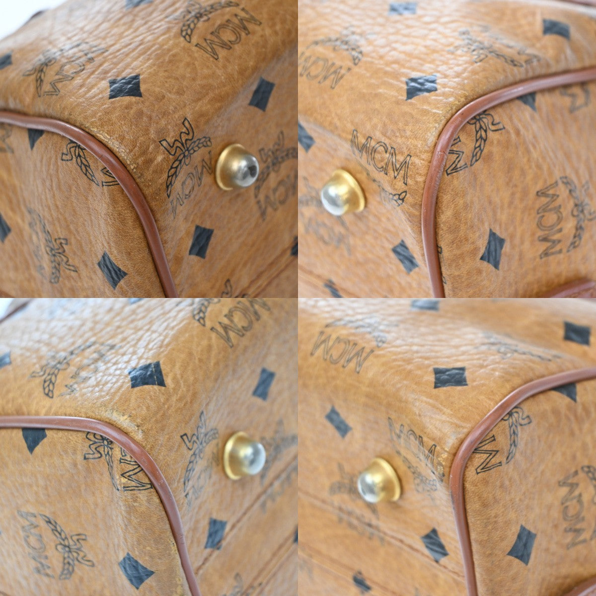 MCM Visetos Logogramme Canvas And Leather Brown Leather Handbag (Pre-Owned)