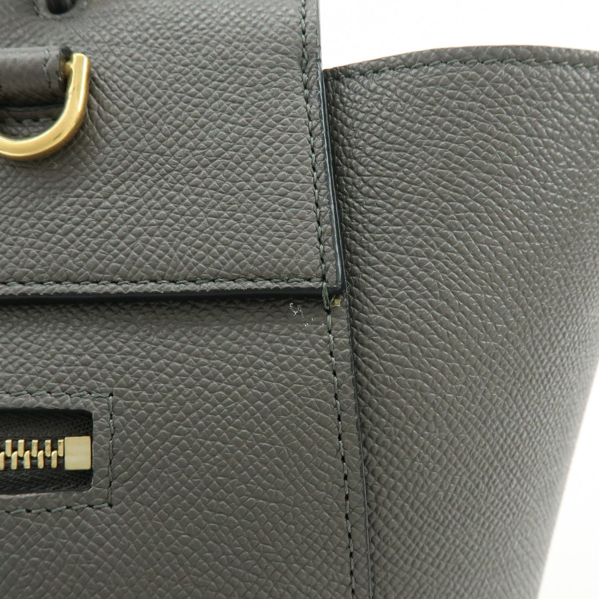 Celine Belt Textured Leather Gray Calfskin Handbag (Pre-Owned)