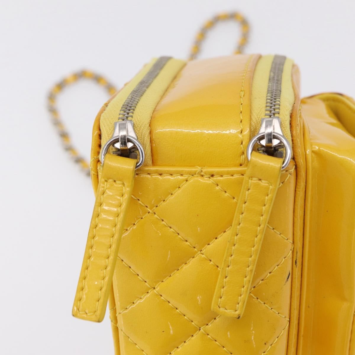 Chanel Pocket Box Camera Case Quilted Patent Yellow Patent_Leather Crossbody Bag Bag (Pre-Owned)