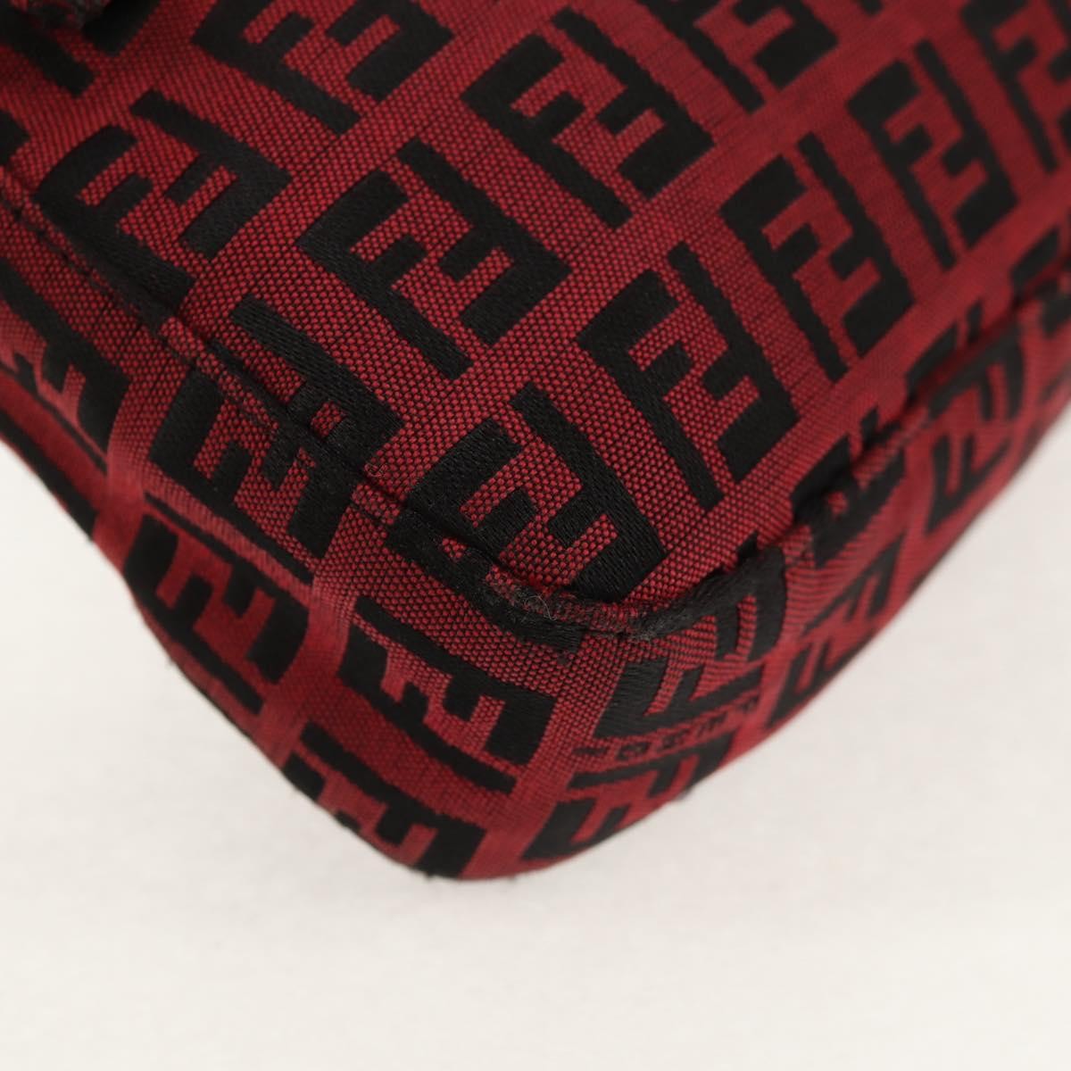 Fendi Baguette Zucchino Canvas Red Canvas Handbag (Pre-Owned)