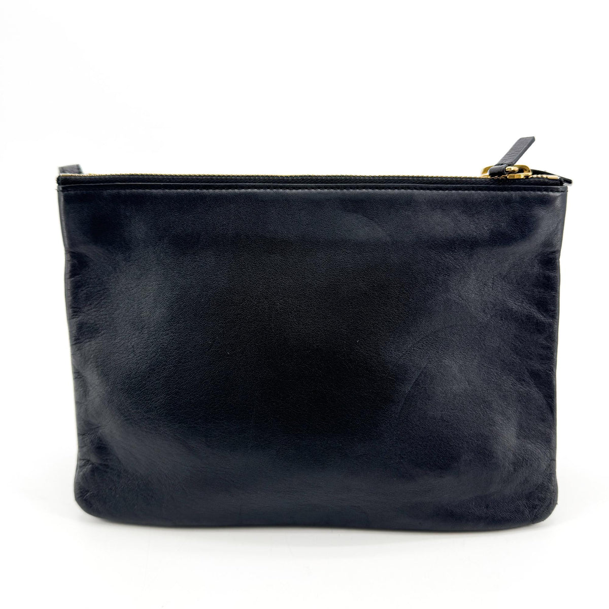 Celine Trio Leather Black Leather Crossbody Bag Bag (Pre-Owned)