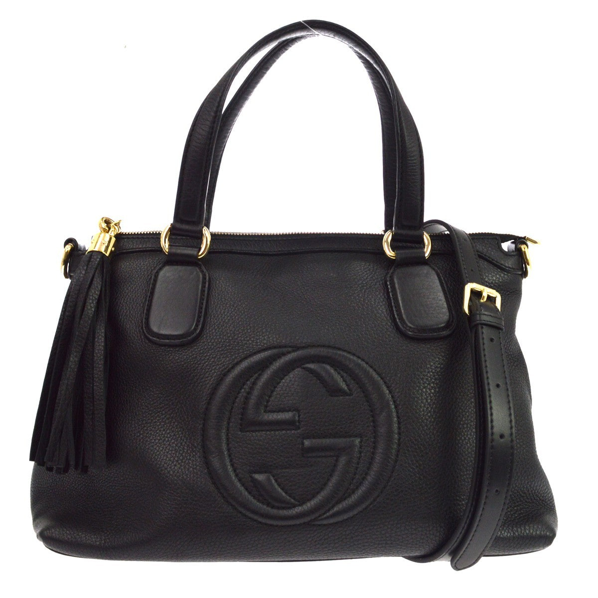 Gucci Soho Working Leather Black Leather Tote Bag Bag (Pre-Owned)