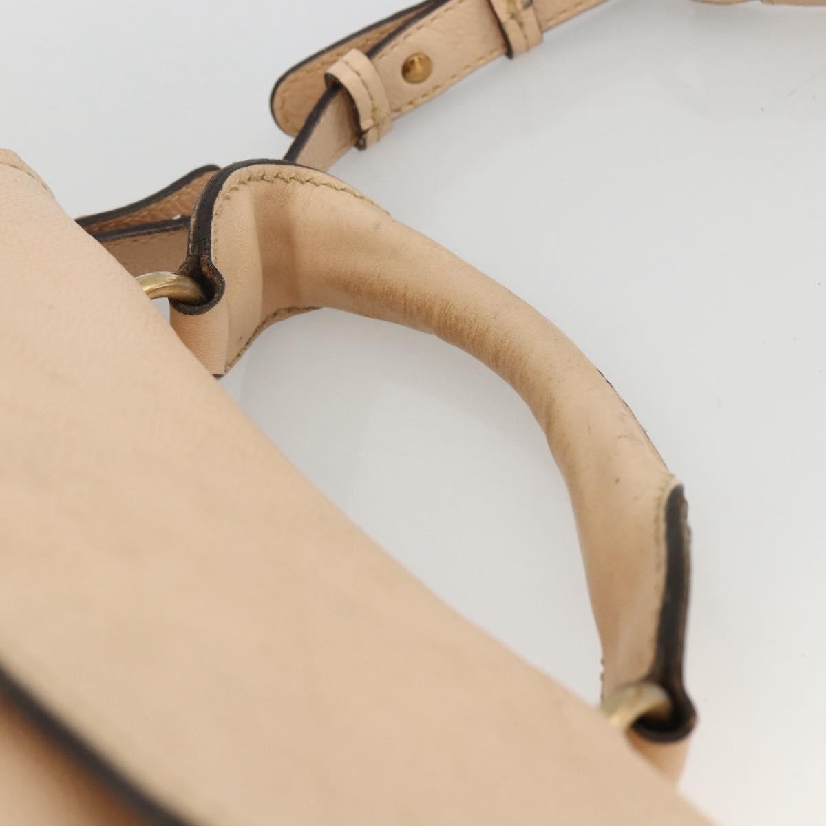 Chloe Elsie Convertible Satchel Leather Beige Leather Handbag (Pre-Owned)