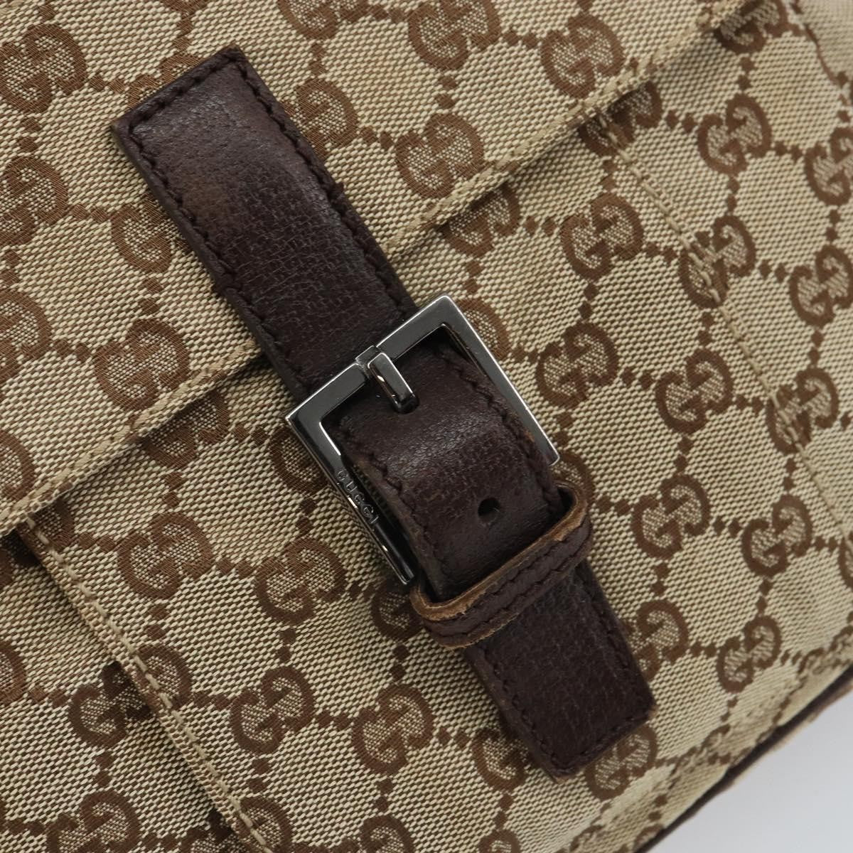 Gucci Vintage Gg Canvas And Leather Beige Canvas Shoulder Bag Bag (Pre-Owned)