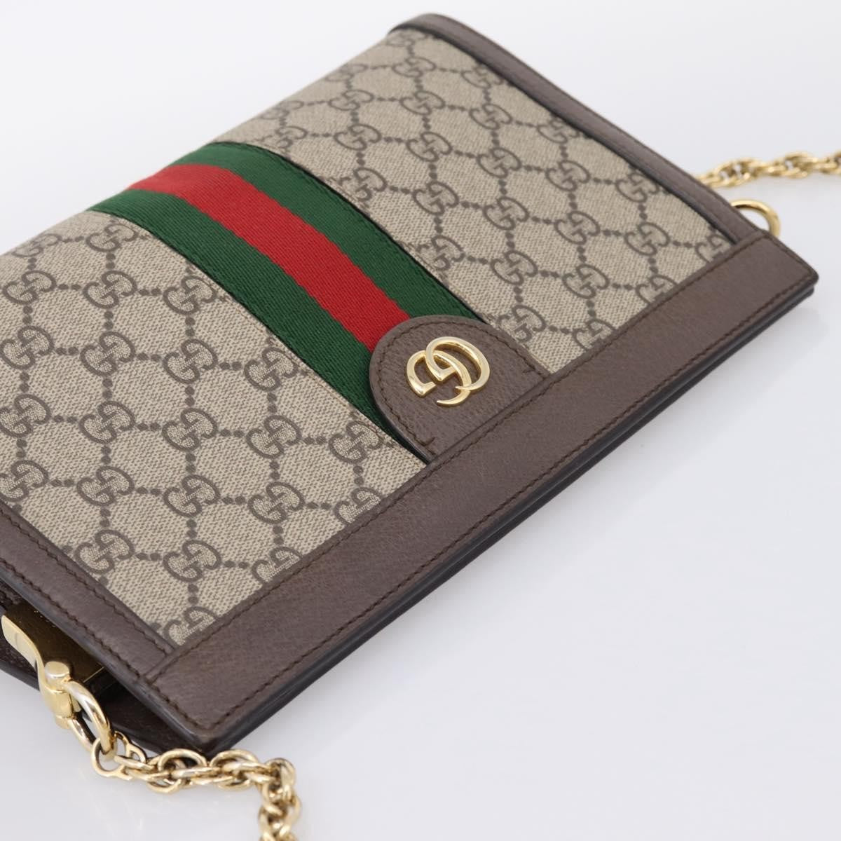 Gucci Ophidia Chain Gg Coated Canvas Beige Canvas Shoulder Bag Bag (Pre-Owned)