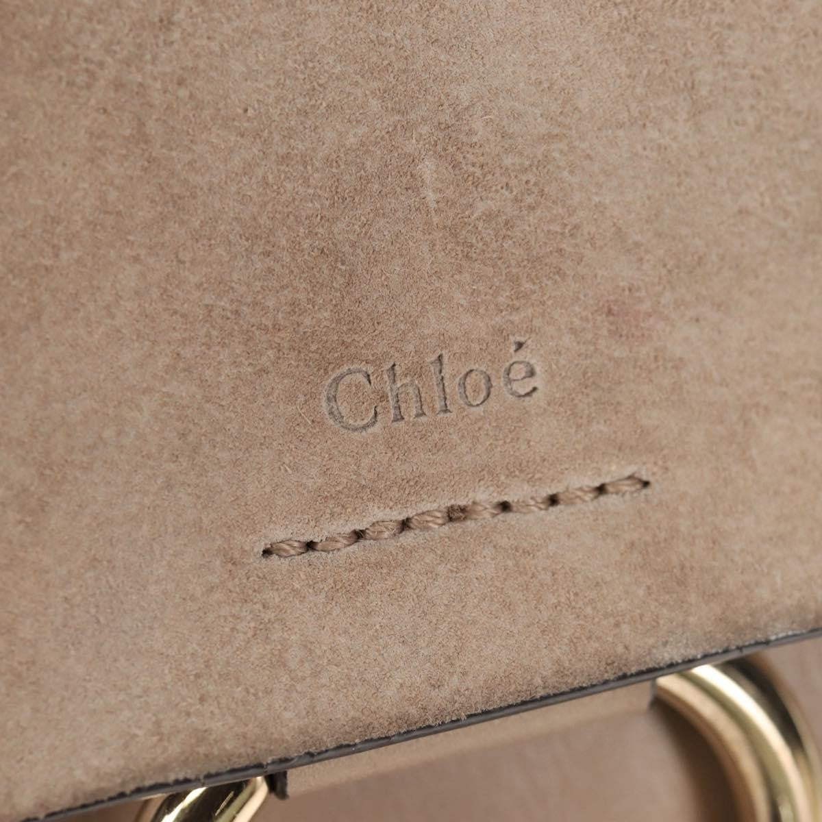 Chloe Faye Leather And Suede Gray Leather Backpack Bag (Pre-Owned)
