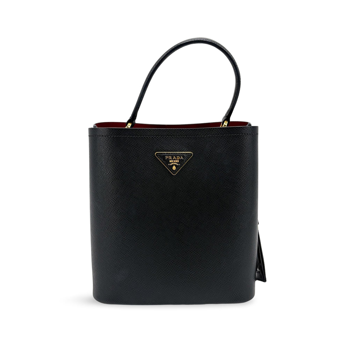 Prada Panier Bucket Saffiano Leather Black Leather Handbag (Pre-Owned)