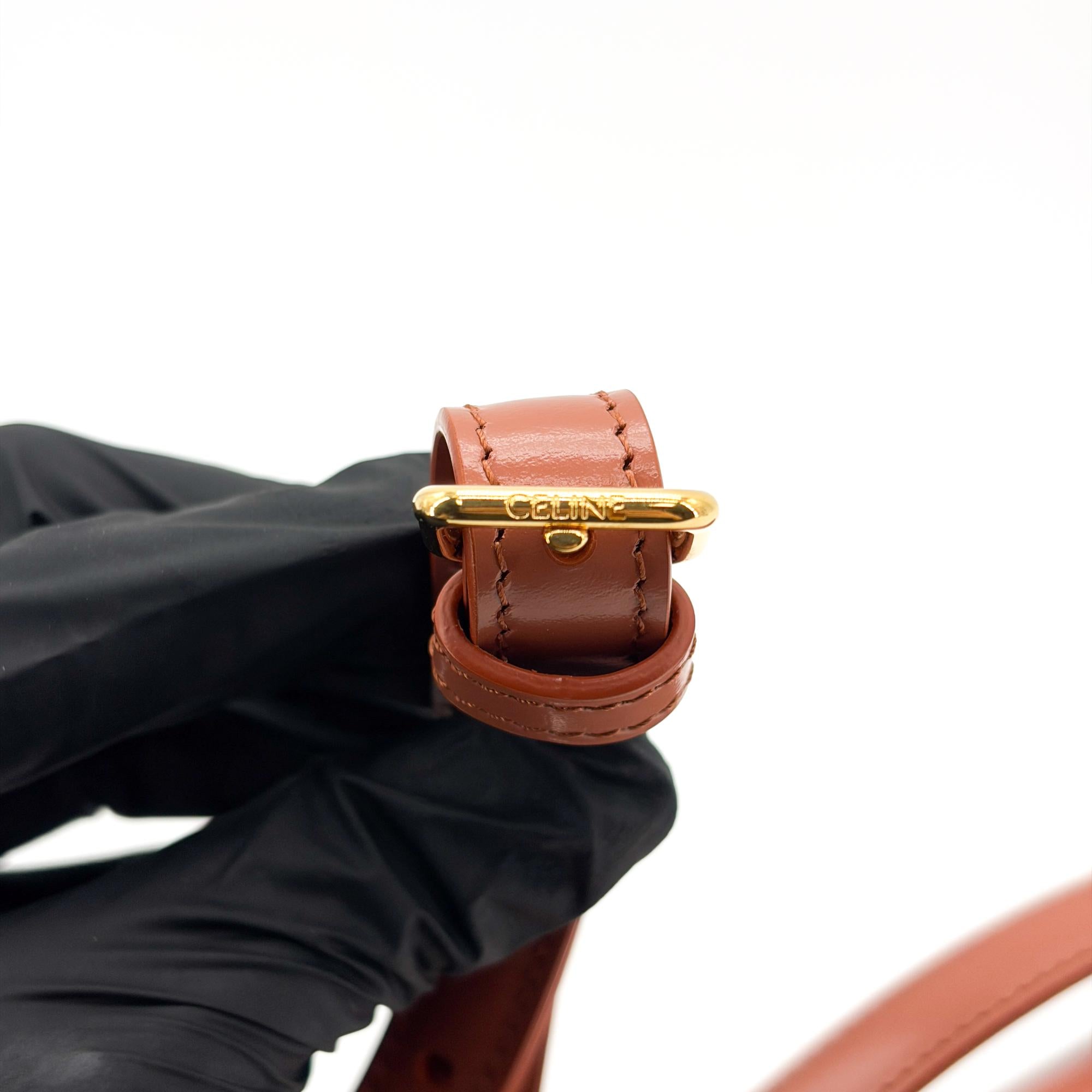 Celine Triomphe East-West Smooth Calfskin Brown Leather Shoulder Bag Bag (Pre-Owned)