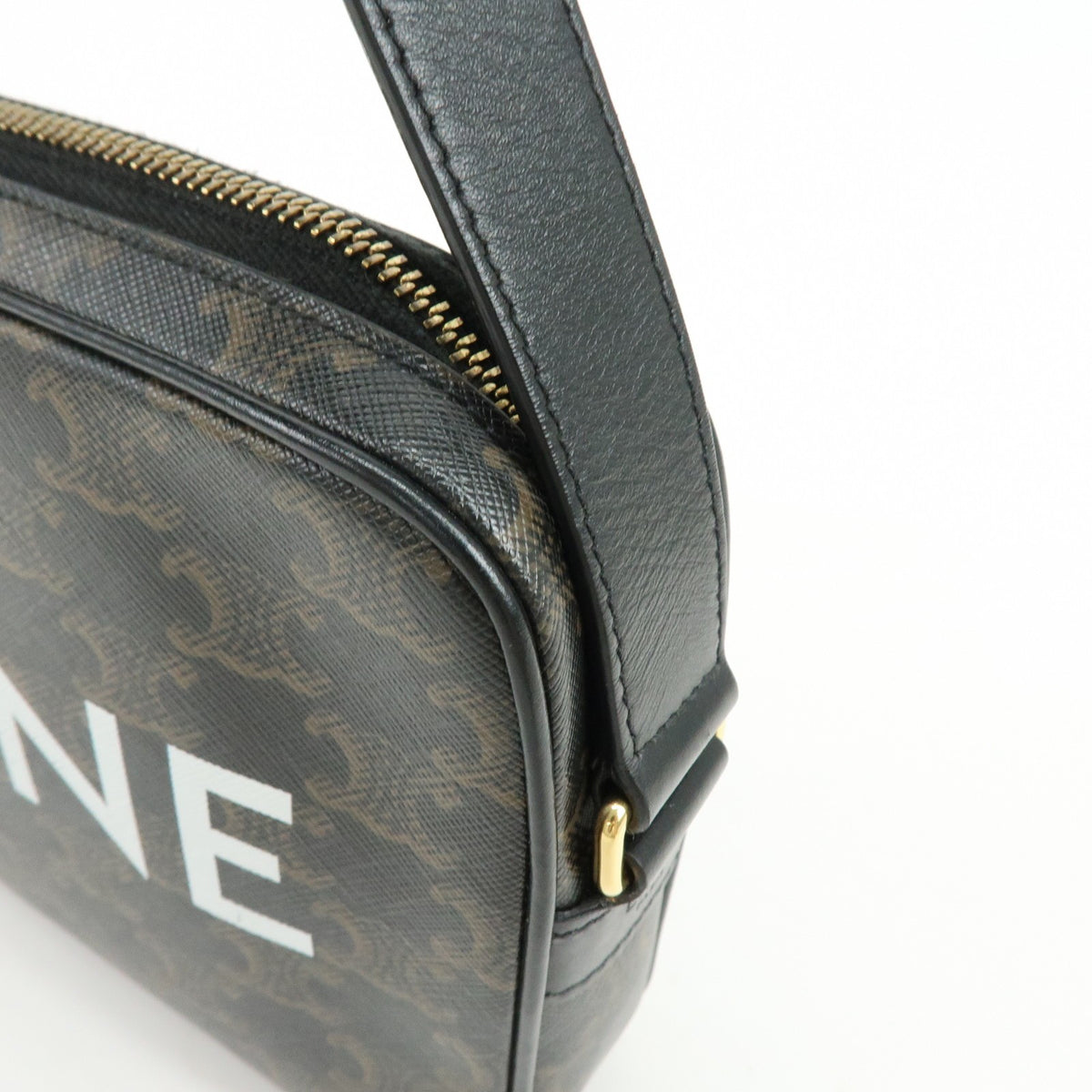 Celine Logo Messenger Triomphe Coated Canvas Brown Canvas Handbag (Pre-Owned)