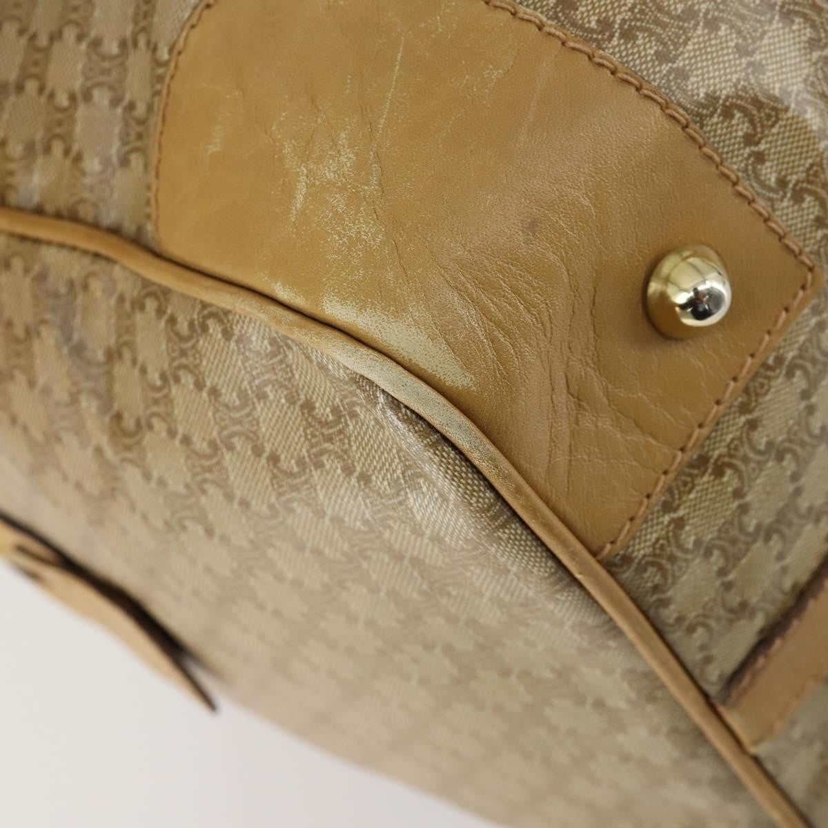 Celine Travel Duffle Triomphe Coated Canvas Beige Canvas Travel Bag Bag (Pre-Owned)