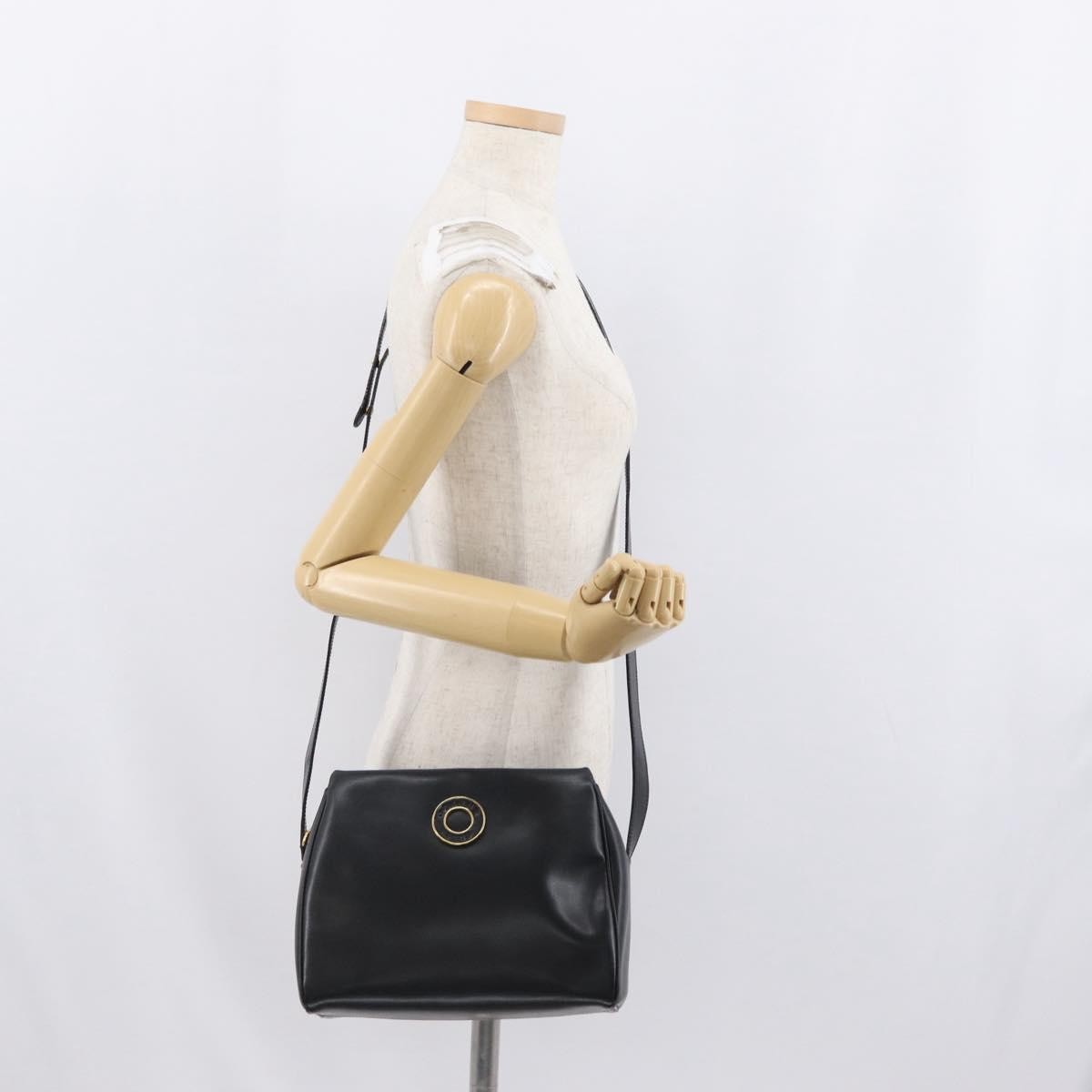 Celine Circle Logo Leather Black Leather Shoulder Bag Bag (Pre-Owned)
