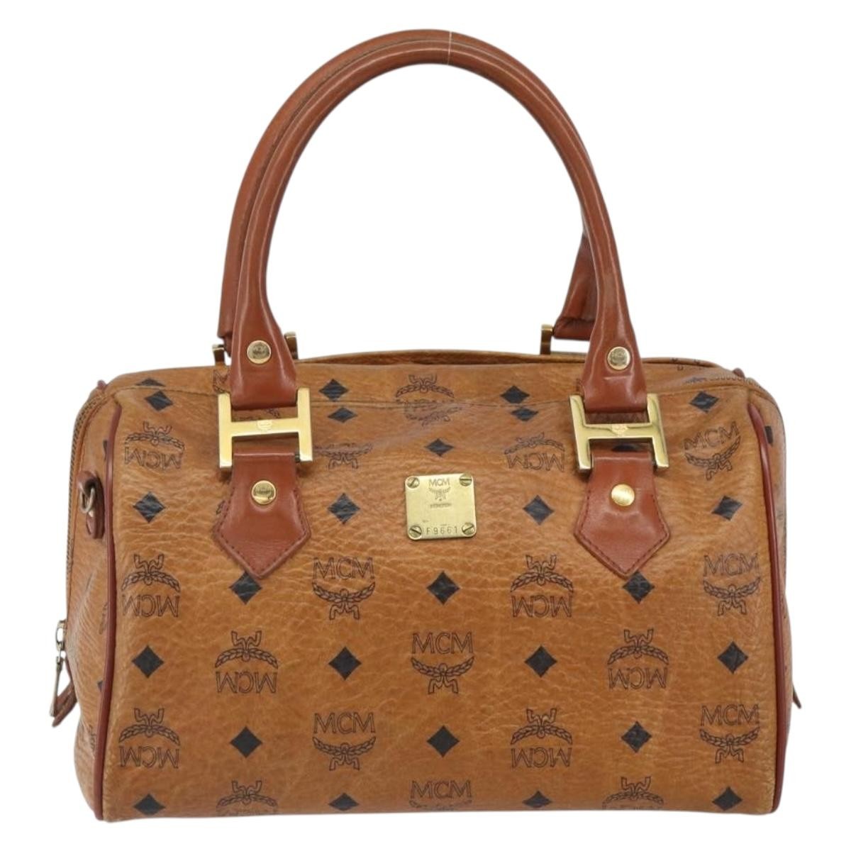 MCM Visetos Canvas And Leather Brown Canvas Handbag (Pre-Owned)