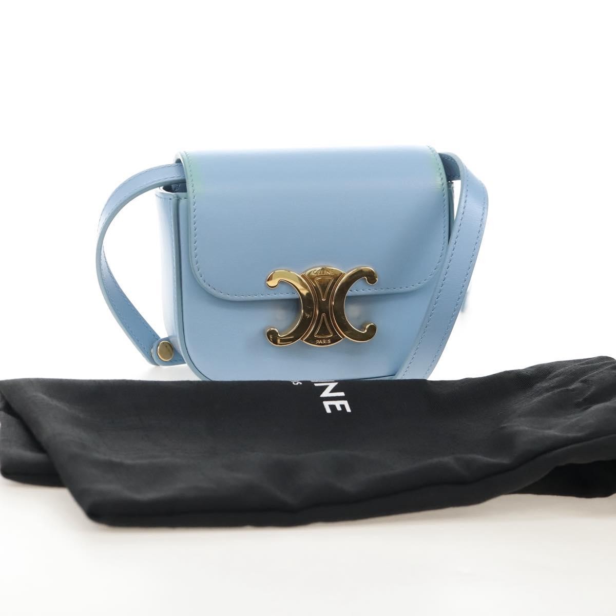 Celine Claude Leather Blue Leather Shoulder Bag Bag (Pre-Owned)