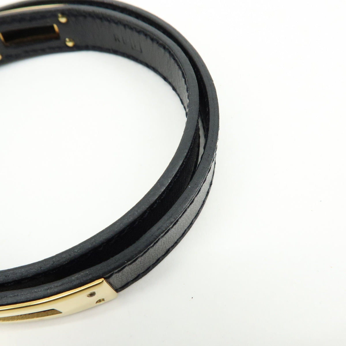 Hermes Kelly Double Tour Leather Black Leather Bracelet Jewelry (Pre-Owned)