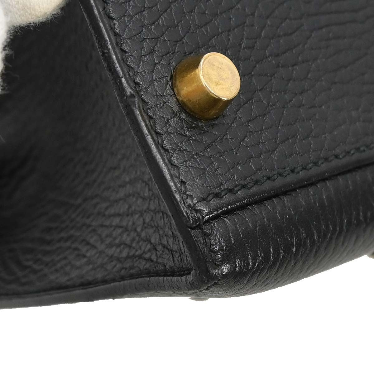 Hermes Kelly Black Ardennes With Gold Hardware Black Leather Handbag (Pre-Owned)
