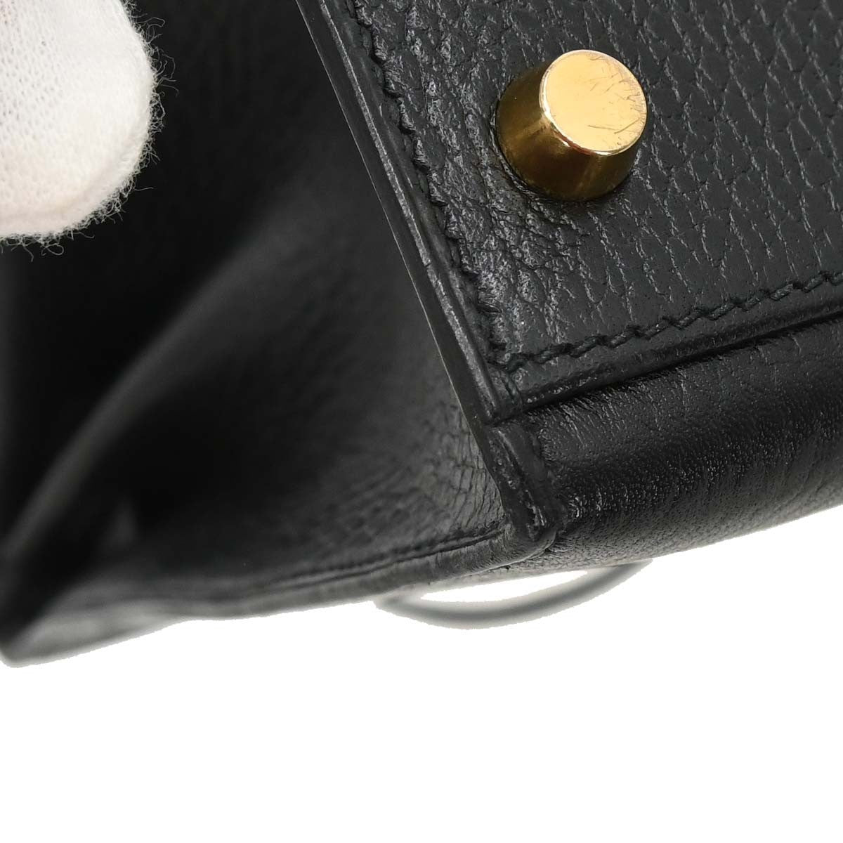Hermes Kelly Black Ardennes With Gold Hardware Black Leather Handbag (Pre-Owned)