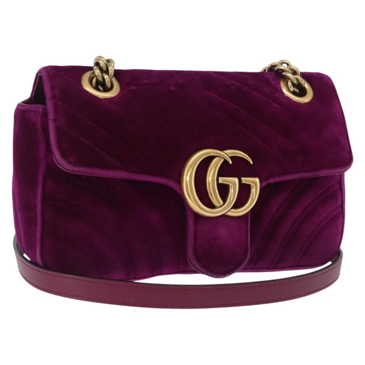 Gucci Gg Marmont Matelassé Velvet Purple Velvet Shoulder Bag Bag (Pre-Owned)
