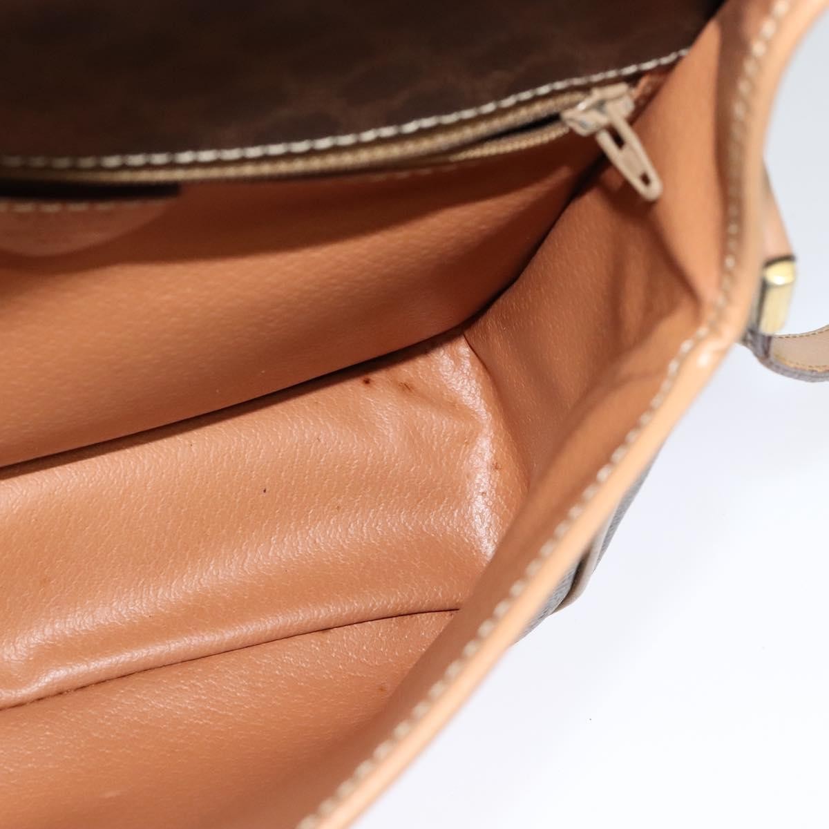 Celine Vintage Macadam Circle Logo Canvas And Leather Brown Canvas Shoulder Bag Bag (Pre-Owned)