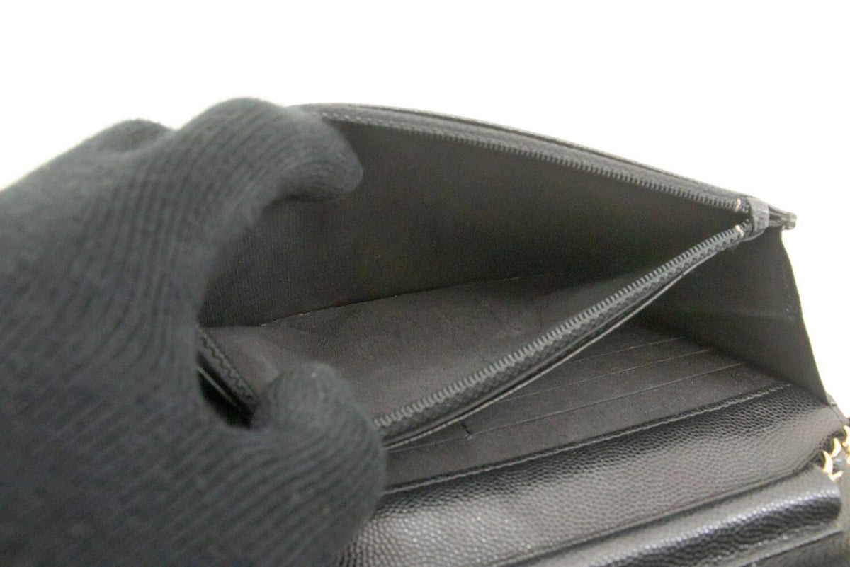 Chanel Boy Wallet On Chain Quilted Caviar Black Calfskin Wallets Accessory (Pre-Owned)
