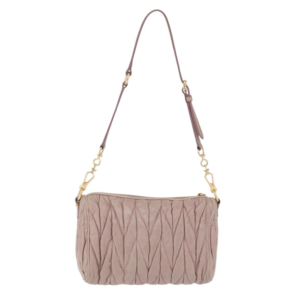 Miu Miu Shoulder Matelasse Leather Pink Leather Shoulder Bag Bag (Pre-Owned)