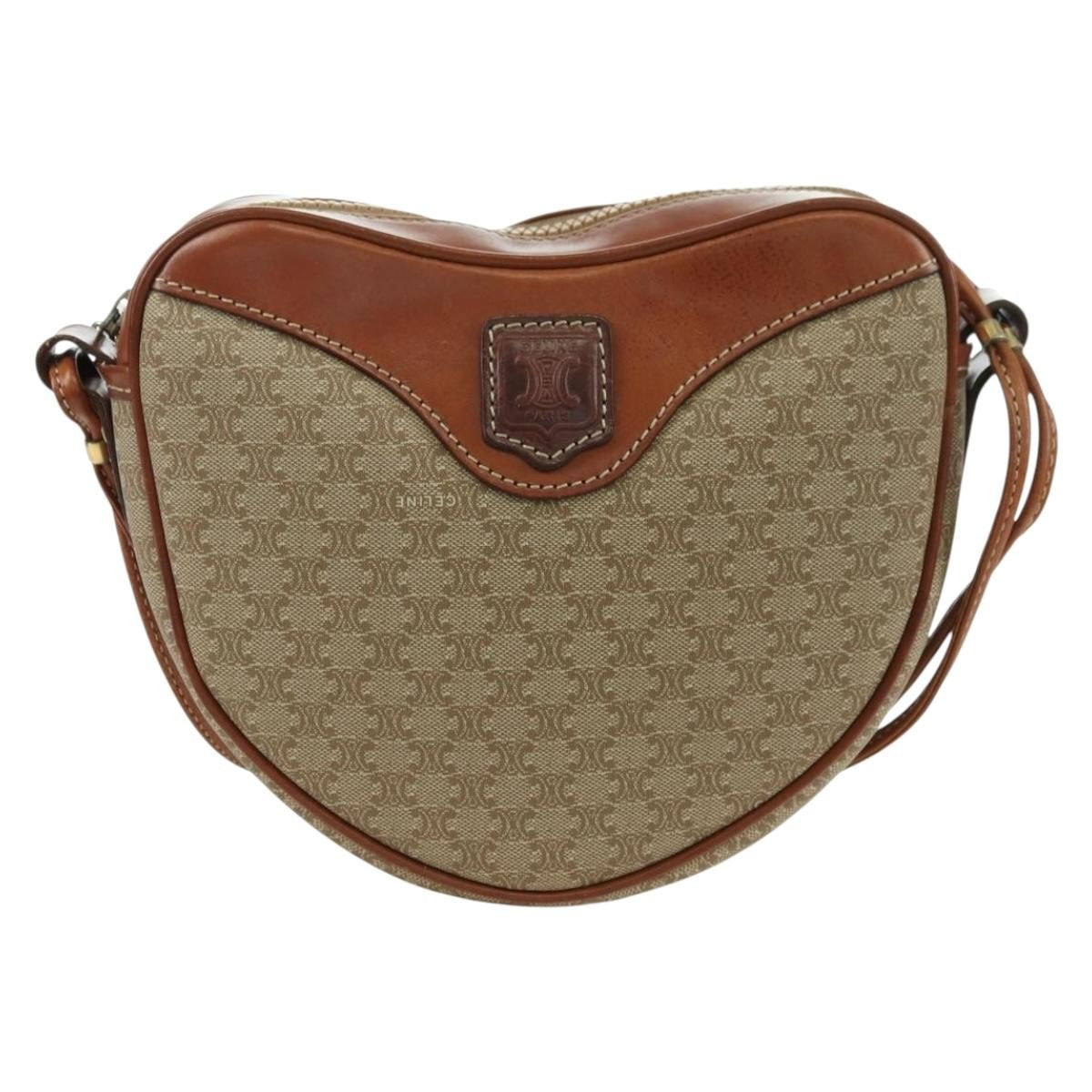 Celine Vintage Macadam Canvas And Leather Beige Canvas Shoulder Bag Bag (Pre-Owned)
