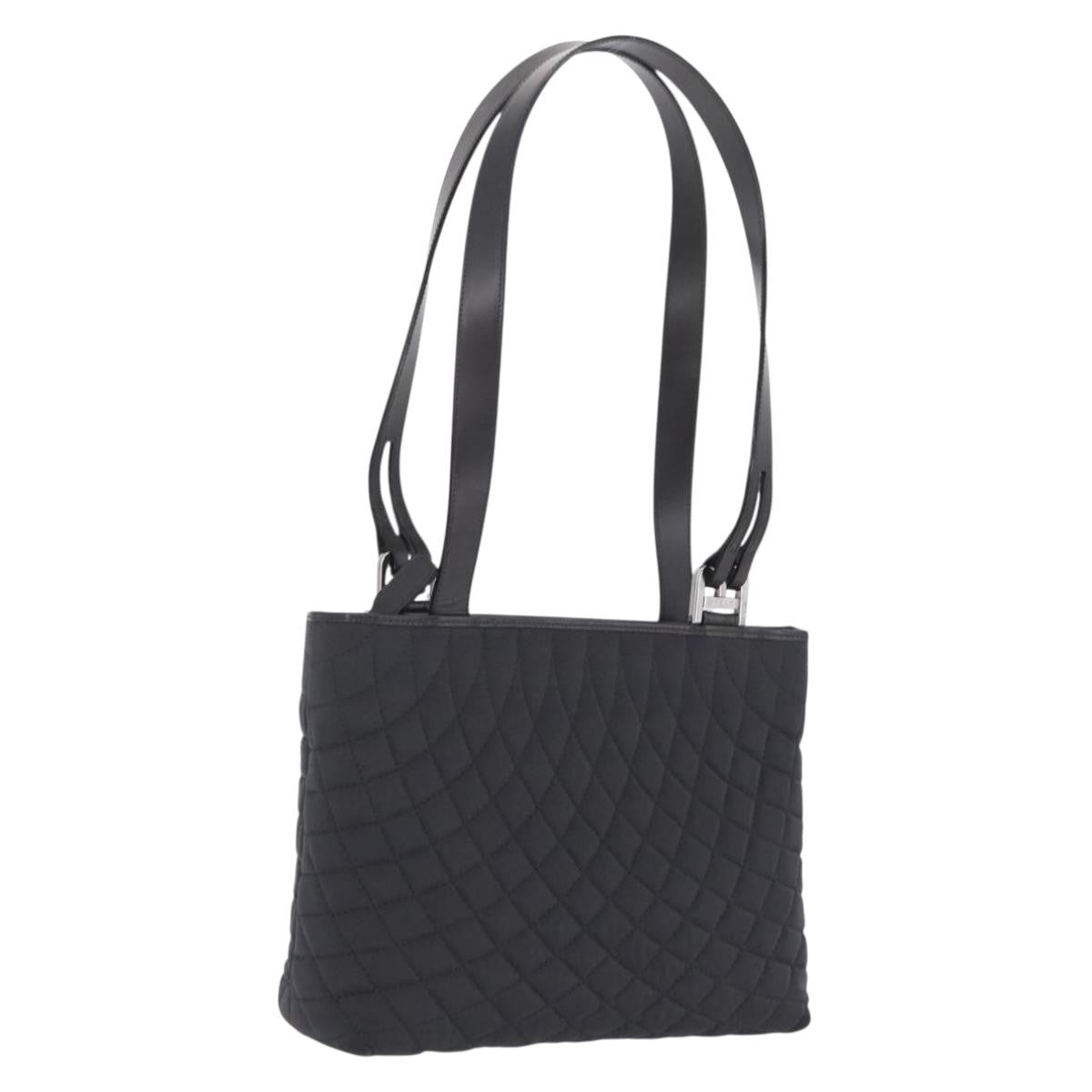Bally Handbag Quilted Nylon Black Nylon Handbag (Pre-Owned)
