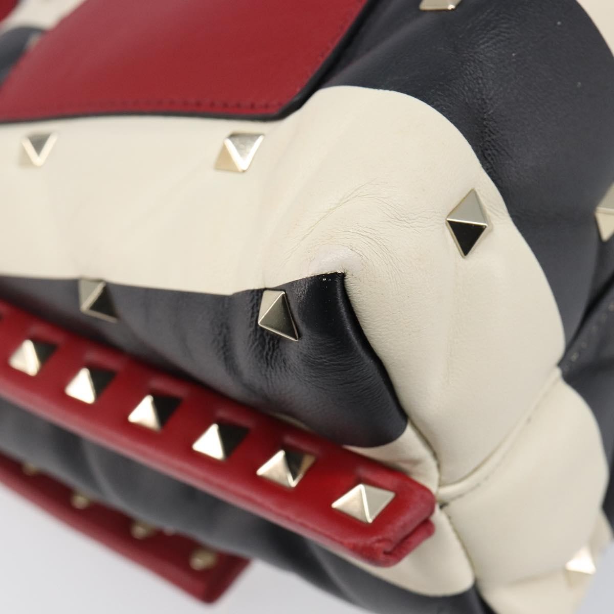 Valentino Garavani Candystud Top Handle Leather Red Leather Handbag (Pre-Owned)