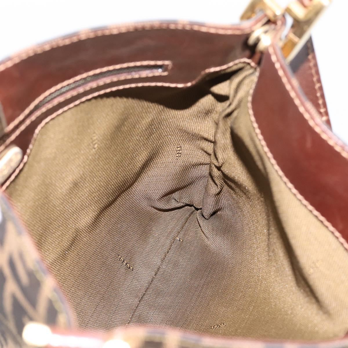 Fendi Shoulder Bag Zucca Brown Canvas Shoulder Bag Bag (Pre-Owned)