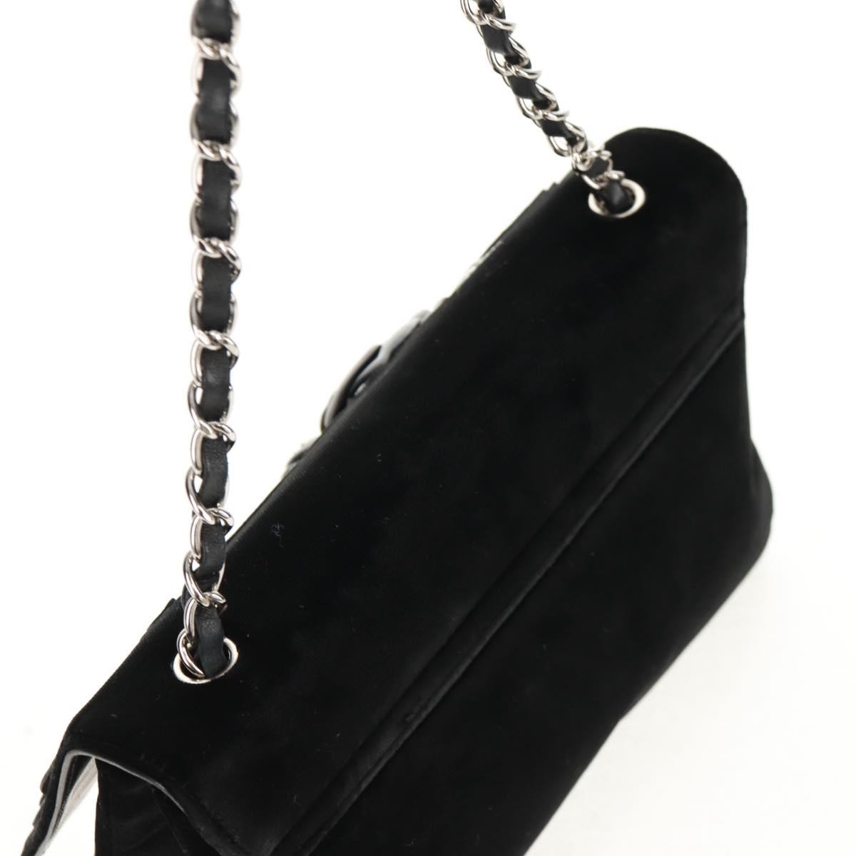 Chanel Camellia No.5 Chain Flap Velvet Black Velvet Shoulder Bag Bag (Pre-Owned)