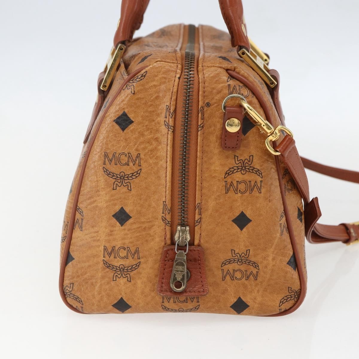 MCM Visetos Logogramme Canvas And Leather Brown Canvas Handbag (Pre-Owned)