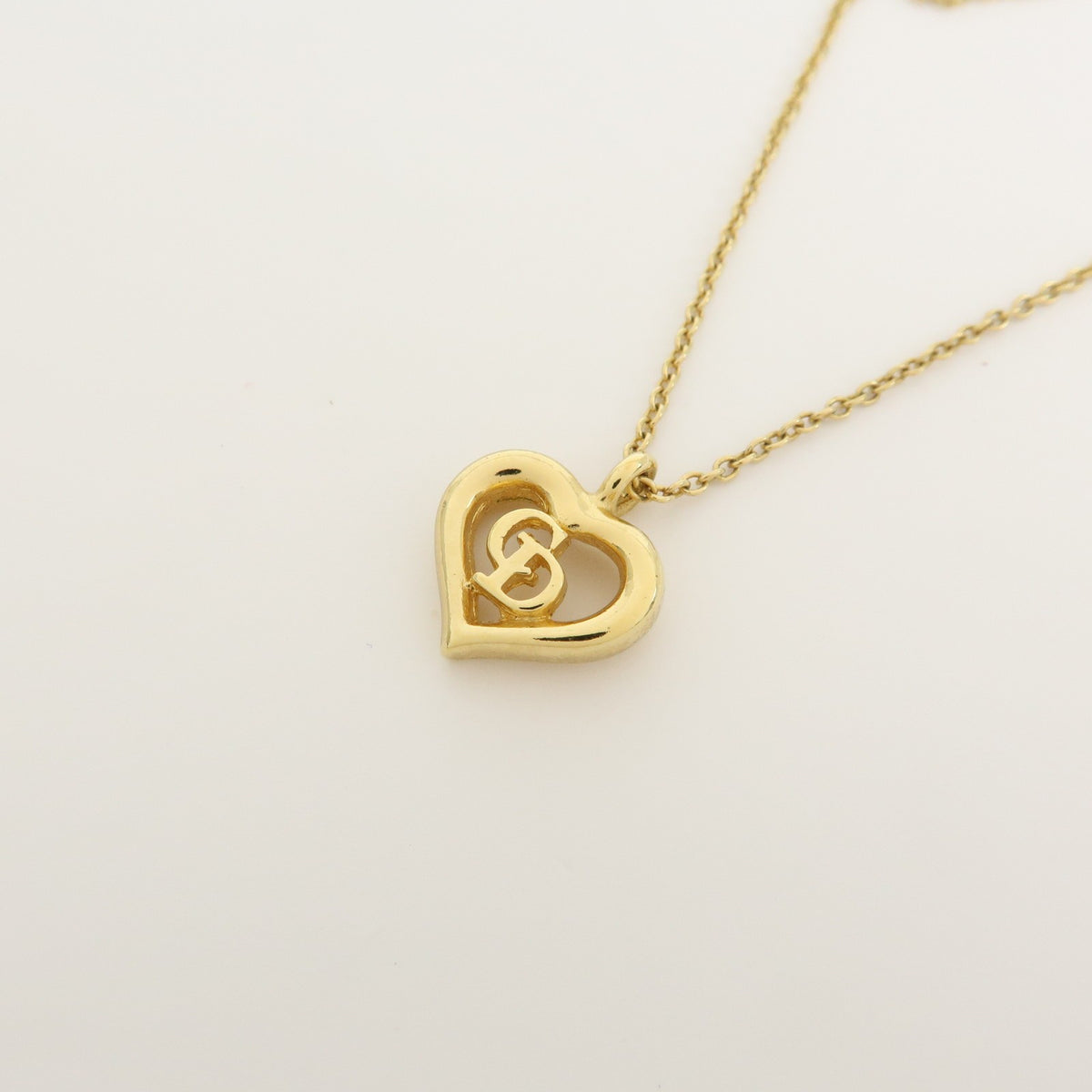 Christian Dior Cd Heart Metal Gold Metal Necklace Jewelry (Pre-Owned)