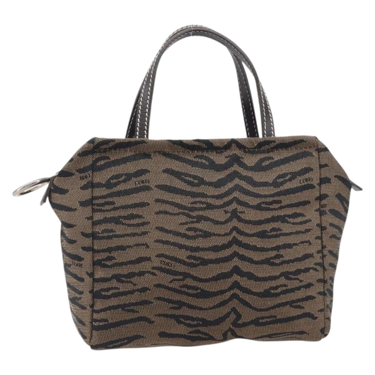 Fendi Handbag Canvas Brown Canvas Handbag (Pre-Owned)