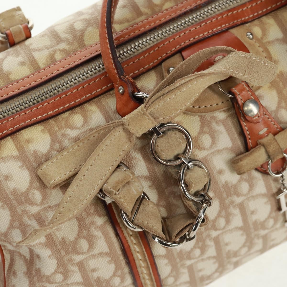 Christian Dior Vintage Trotter Romantique Boston Diorissimo Coated Canvas Beige Canvas Handbag (Pre-Owned)